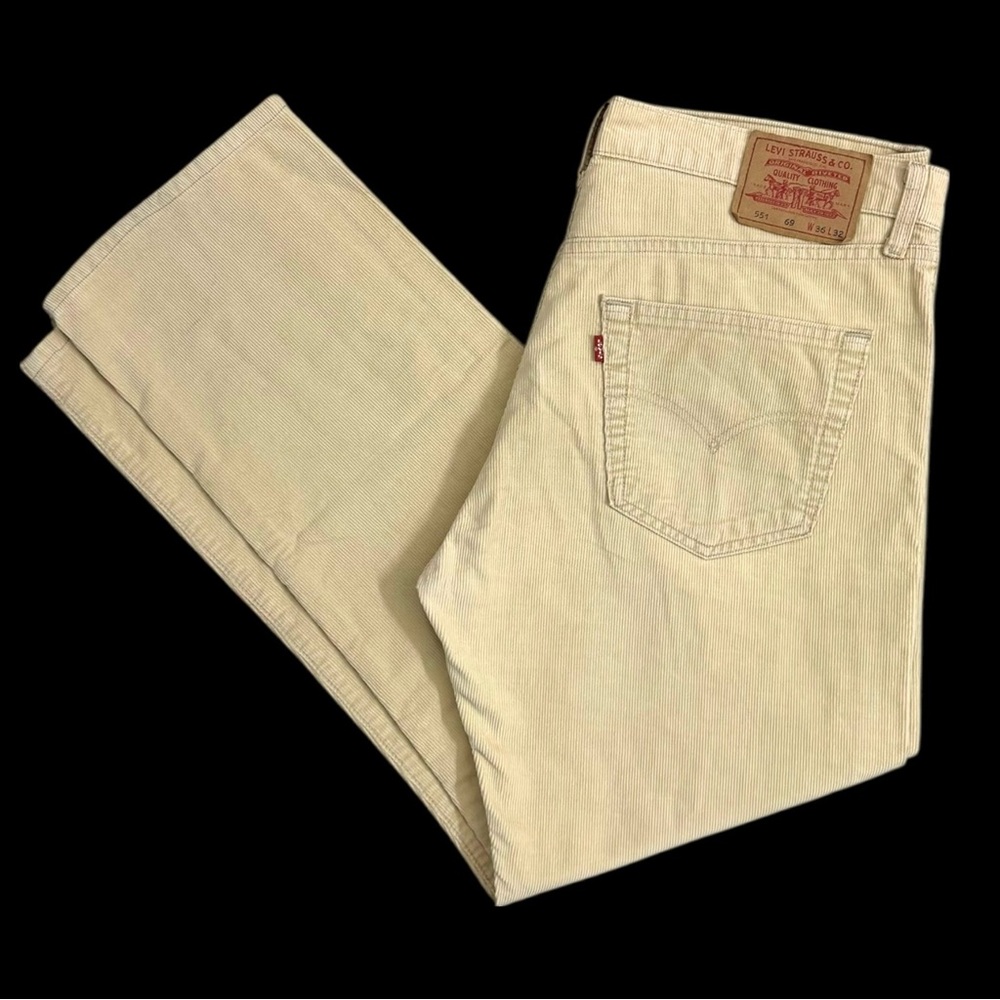 Levi's VTG 551 Corduroy Pants Men's W36 L32 Beige Tan Straight Relaxed Fit 90s